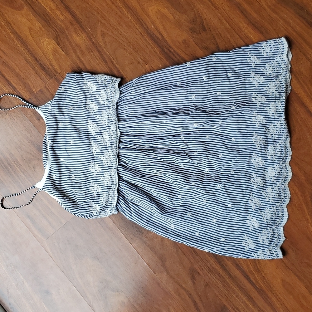 Layered sun-dress, size small, white/navy